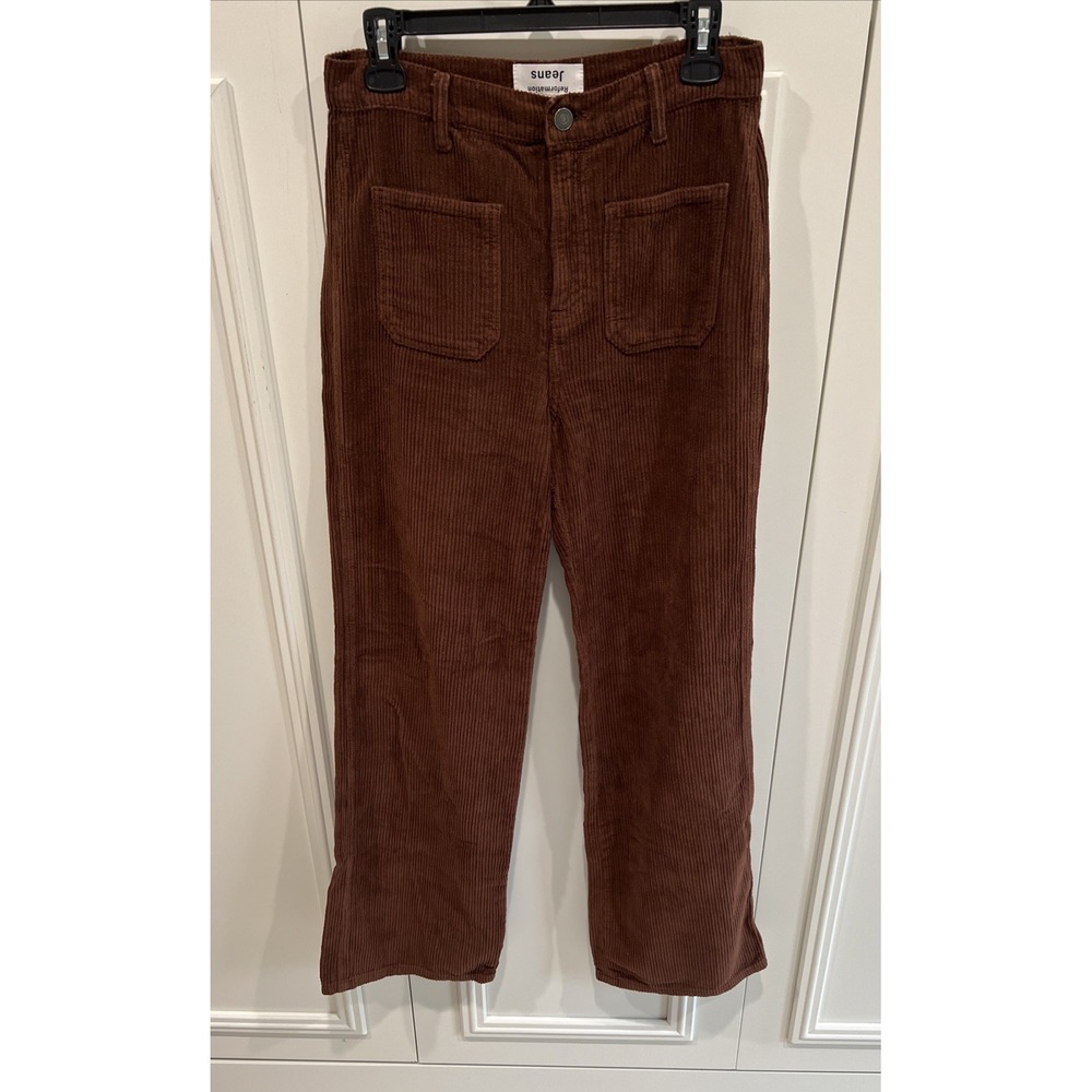 Reformation Jeans Brown‎ Corduroy Pants Alyssa High Rise Wide Leg Size 28
